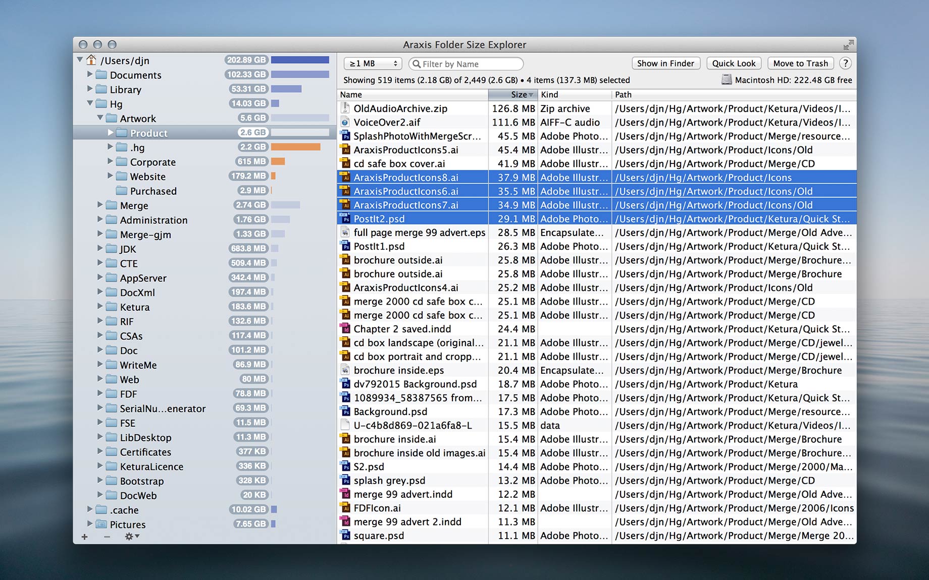 Araxis Folder Size Explorer for OS X screenshot