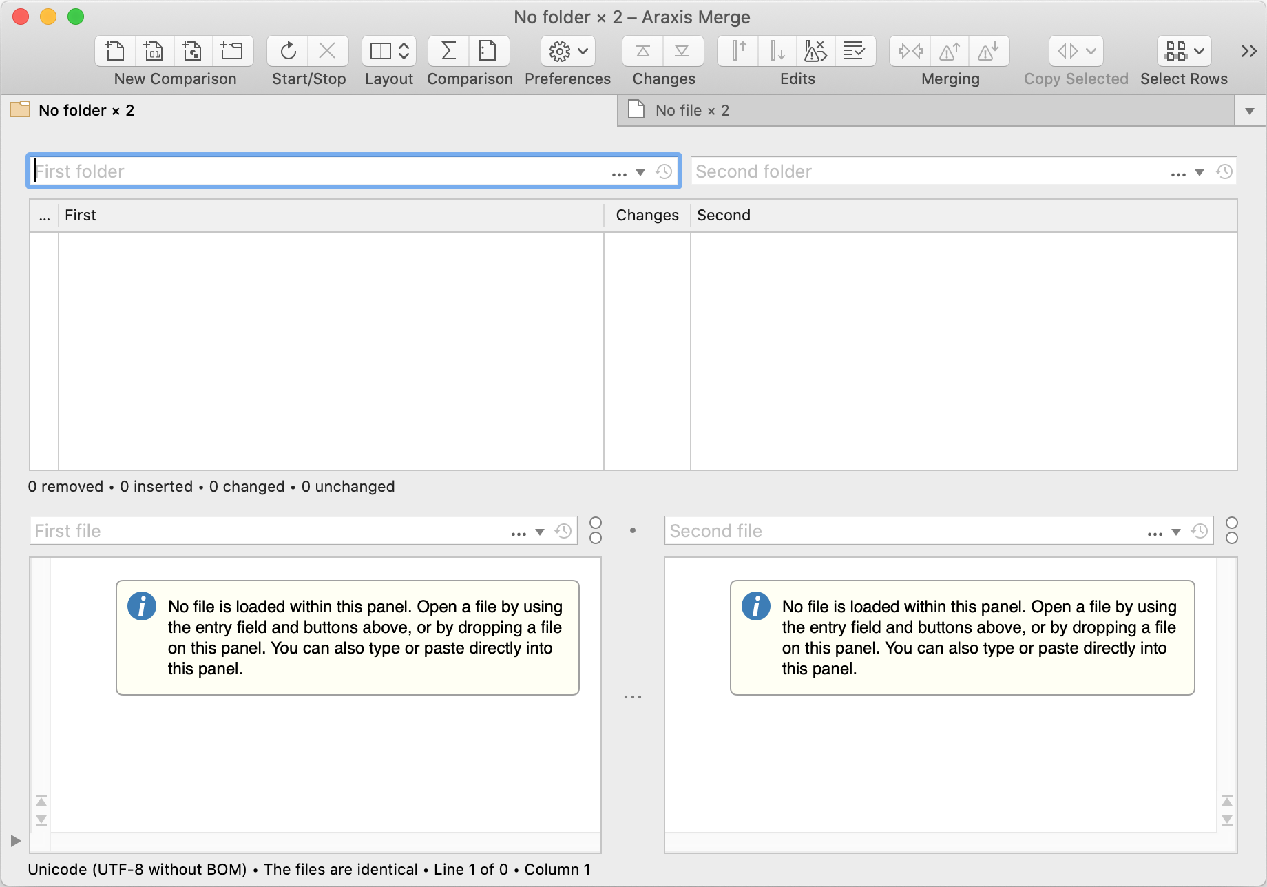 Folder comparison window with file comparison