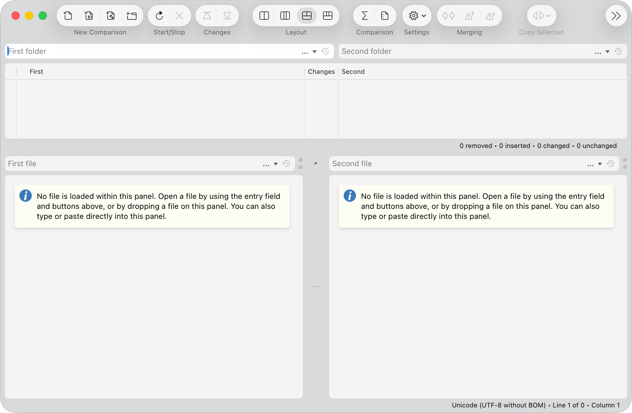 Folder comparison window with file comparison