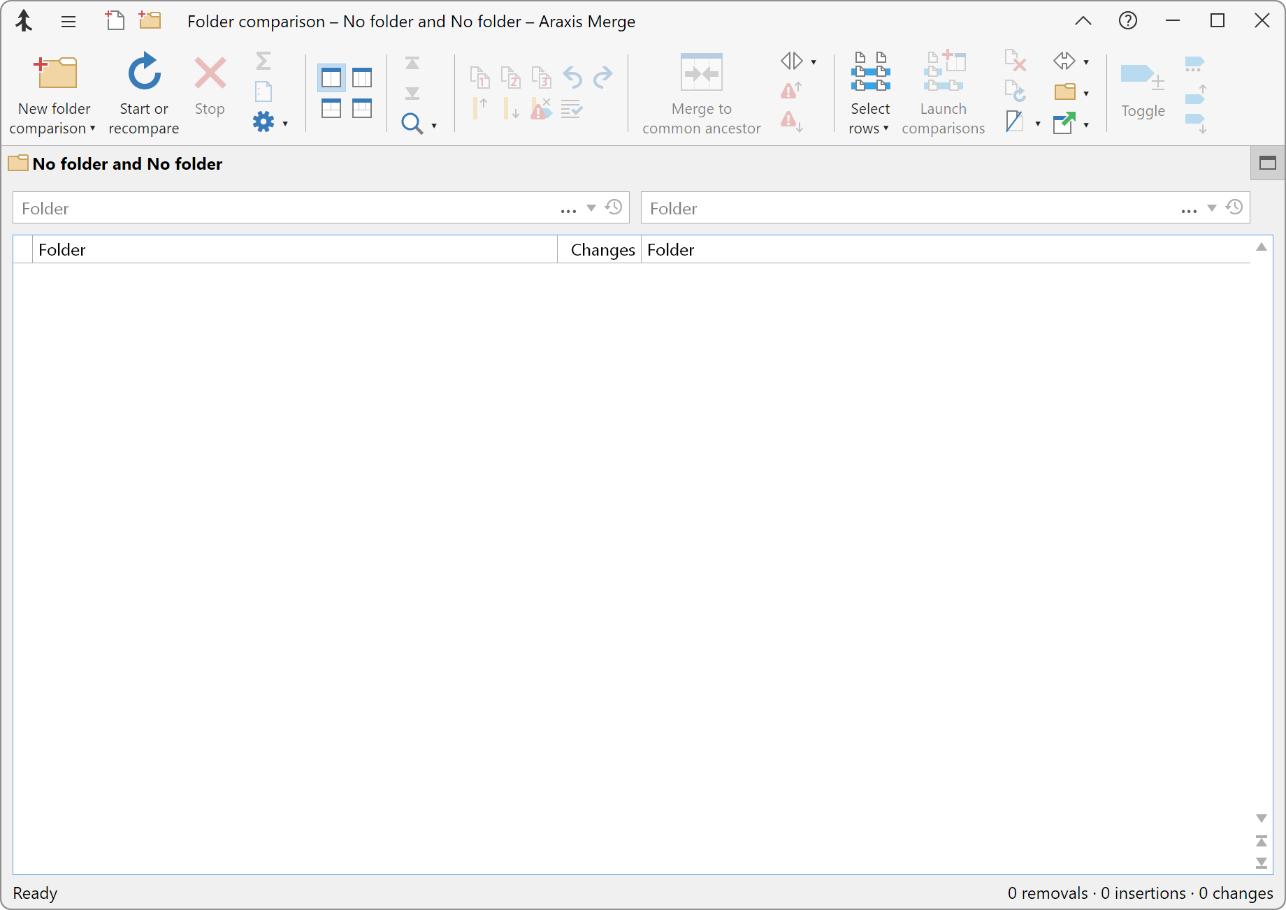 Folder comparison window without file comparison